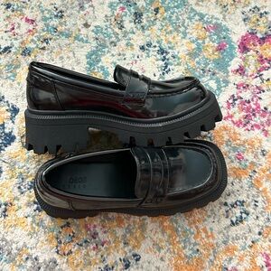 asos black chunky loafers with heel